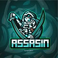 Ninja assassin mascot esport logo design.