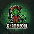Chameleon mascot esport logo design