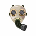 Vintage army gas mask repirator with hose symbol cartoon illustration vector isolated in white background