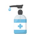 Hand sanitizer pump bottle, washing gel, alcohol gel. Hand wash vector. Hand wash gel character design. Hand wash gel