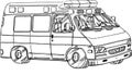 Ambulance, patient transportation hand draw illustration