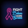 Fight believe hope survive neon sign Royalty Free Stock Photo