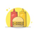 Flat design of burger with double meat and double cheese Royalty Free Stock Photo