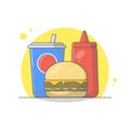 Cheese burger with softdrink and french fries. Royalty Free Stock Photo