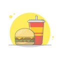 Cheese burger with softdrink and french fries. Royalty Free Stock Photo