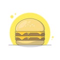 Flat design of burger with double meat and cheese Royalty Free Stock Photo