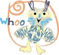 Funny baby owl Whoo vector clipart.