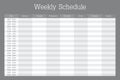 Multicolored vector schedule. Weekly planner template for companies and private use. Info graphic organizer or Weekly routine agen Royalty Free Stock Photo