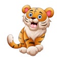 A tiger cartoon roaring isolated on white background Royalty Free Stock Photo