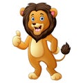 Cute lion cartoon giving thumb up