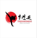 Taekwondo logo fight Design Vector . Karate Logo Mascot Design Template