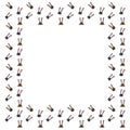 Square frame from hand-drawn cute faces of boys and girls of rabbits on a white background. Isolated border with blank space for t Royalty Free Stock Photo