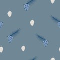 Vector seamless winter pattern with cones