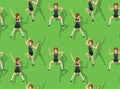 Zumba Dance Red Hair Girl Seamless Background Wallpaper-01 Royalty Free Stock Photo