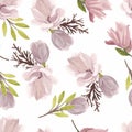 Watercolor magnolia flower seamless pattern Royalty Free Stock Photo
