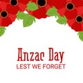 Anzac Day with poppies and text Lest we forget.