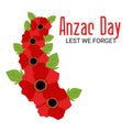 Anzac Day with poppies and text Lest we forget.