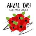 Anzac Day with poppies and text Lest we forget.