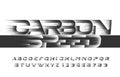 Carbon Speed alphabet font. Wind effect modern letters and numbers.