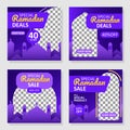 Ramadan sale social media post template banners ad. Editable vector illustration Royalty Free Stock Photo