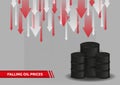 Oil price falling down vector banner. Concept design template for oil industry. Flat oil crisis illustration. Royalty Free Stock Photo