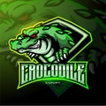 Angry crocodile mascot esport logo design.