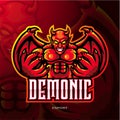 Red devil mascot esport logo design.