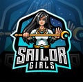 Sailor girls esport mascot logo Royalty Free Stock Photo