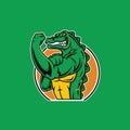 Modern Green Aligator muscle Mascot logo Illustration Royalty Free Stock Photo