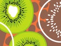 Abstract fruit design in flat cut out style. Cross section of kiwi fruit.