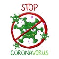 Corona Virus 2020,Covid-19. Coronavirus stop sign. White background. Vector illustration. Royalty Free Stock Photo