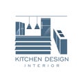 Cabinet Furniture Kitchen Set Interior Graphic Vector Logo Design