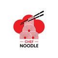 Chef Noodle Logo Design. Ramen Restaurant and Food Vector Royalty Free Stock Photo