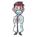 Cartoon male doctor using a mask