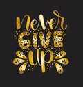 Never give up motivational quote. Hand written inscription. Hand drawn lettering Royalty Free Stock Photo