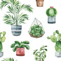 Watercolor potted plants texture