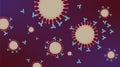 Coronavirus illustration with antibodies on purple background