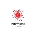 Stay home stay safe warning sign and logo Covid-19. Self isolation. Home quarantine. Graphic vector for web, print, banner, flyer