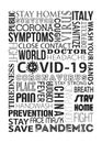 Covid-19 concept typography design logo on wight background. Vector coronavirus logo or COVID-19 seamless repeating pattern