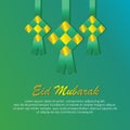 Ketupat Illustration for Eid Mubarak, Eid mubarak with ketupat rice dumpling Royalty Free Stock Photo