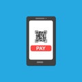 Square code and pay on smart phone Royalty Free Stock Photo