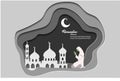 A vector/illustration ramdan kareem, with muslim are praying.