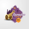 Ramadan sale lable banner template design background promotion