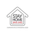 Stay home stay safe warning sign and logo Covid-19. Self isolation. Home quarantine. Graphic vector for web, print, banner, flyer,