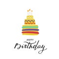 Happy birthday greeting card template with handwritten text