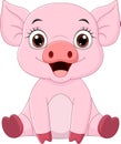 Cute baby pig cartoon sitting Royalty Free Stock Photo