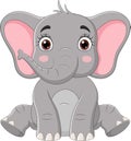 Cute little elephant cartoon sitting