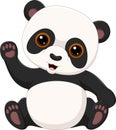 Cute little panda waving isolated on white background Royalty Free Stock Photo