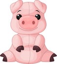 Cute baby pig cartoon sitting Royalty Free Stock Photo