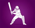 Cricket player action cartoon sport graphic vector Royalty Free Stock Photo